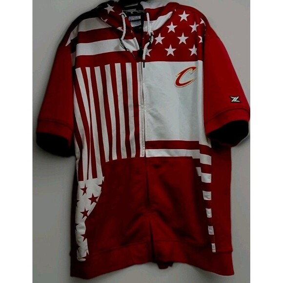 Cleveland Cavaliers Zipway XL Red White Stars Stripes Hoodie Y2K Vintage NBA - Picture 1 of 9